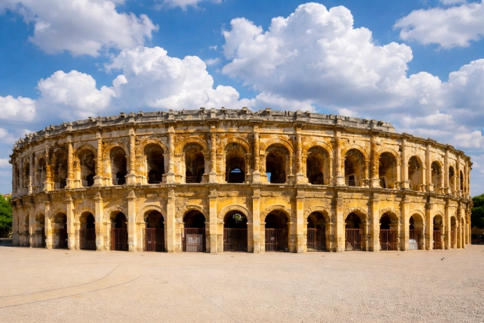 Les Arènes de Nîmes, un monument romain emblématique du Gard, à visiter absolument.
